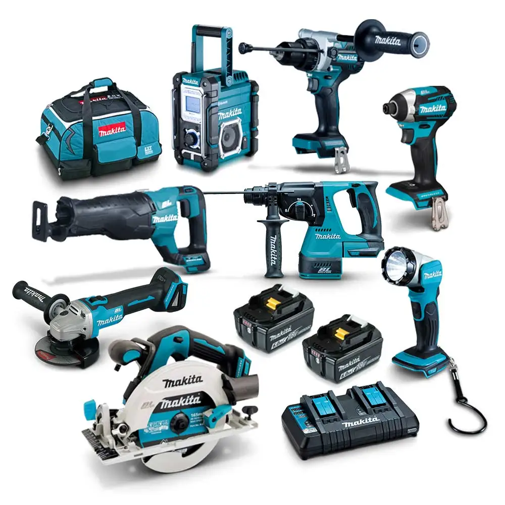 MAKITA 18V BRUSHLESS 8 PIECE 2 X 6.0AH COMBO KIT DLX8046GX1