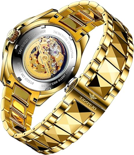 OUPINKE Dragon Skeleton Mens Wrist Watches Luxury Dress Automatic Self Winding Mechanical Sapphire Crystal Diamond Waterproof Luminous Tungsten Steel Band Watches