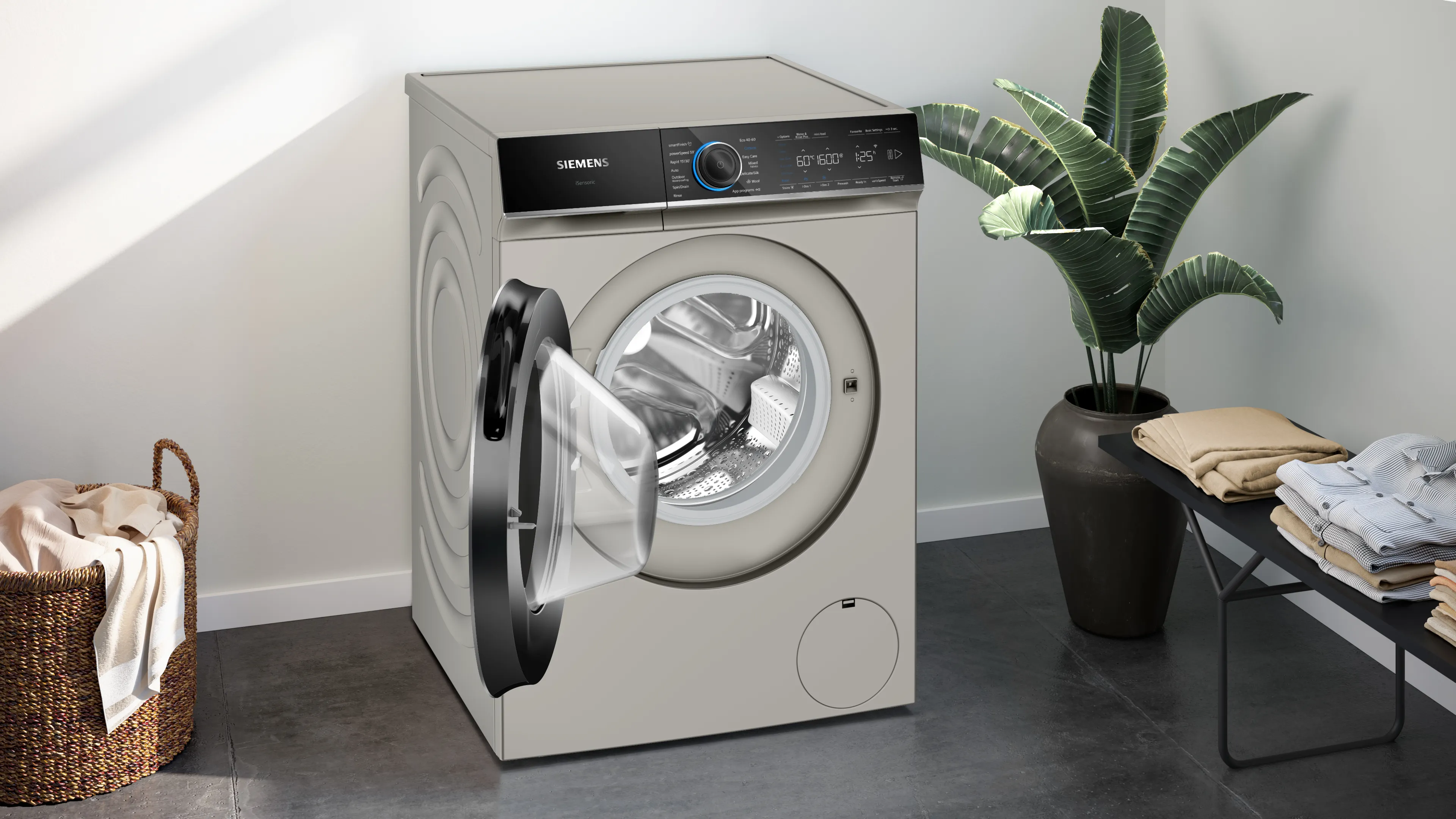 SIEMENS WG56B2ATGB IQ700 Washing machine, front loader 10 kg , Silver inox