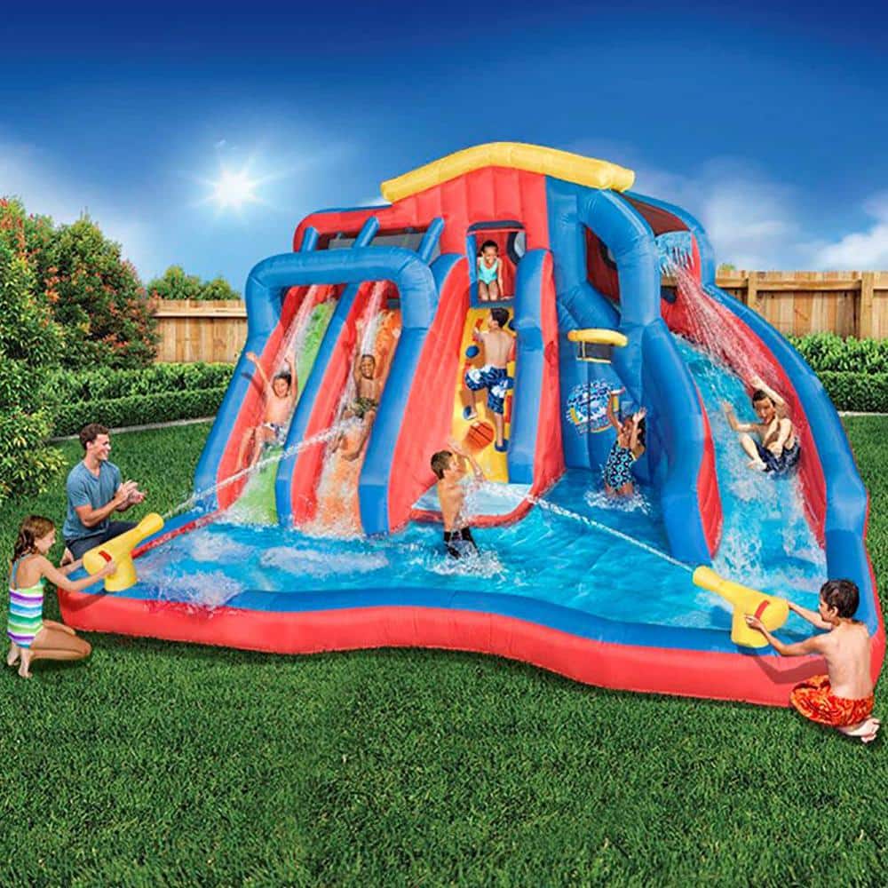 BANZAI Hydro Blast Inflatable Play Water Park with Slides and Water Cannons