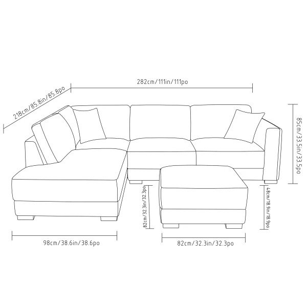 Drayden Fabric Sectional with Ottoman