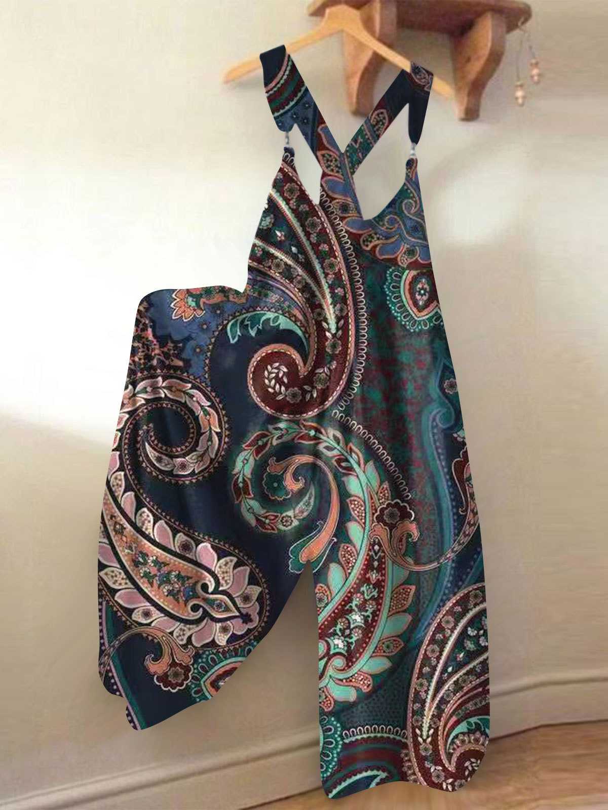 Size Printed Loose Casual Suspenders Pants