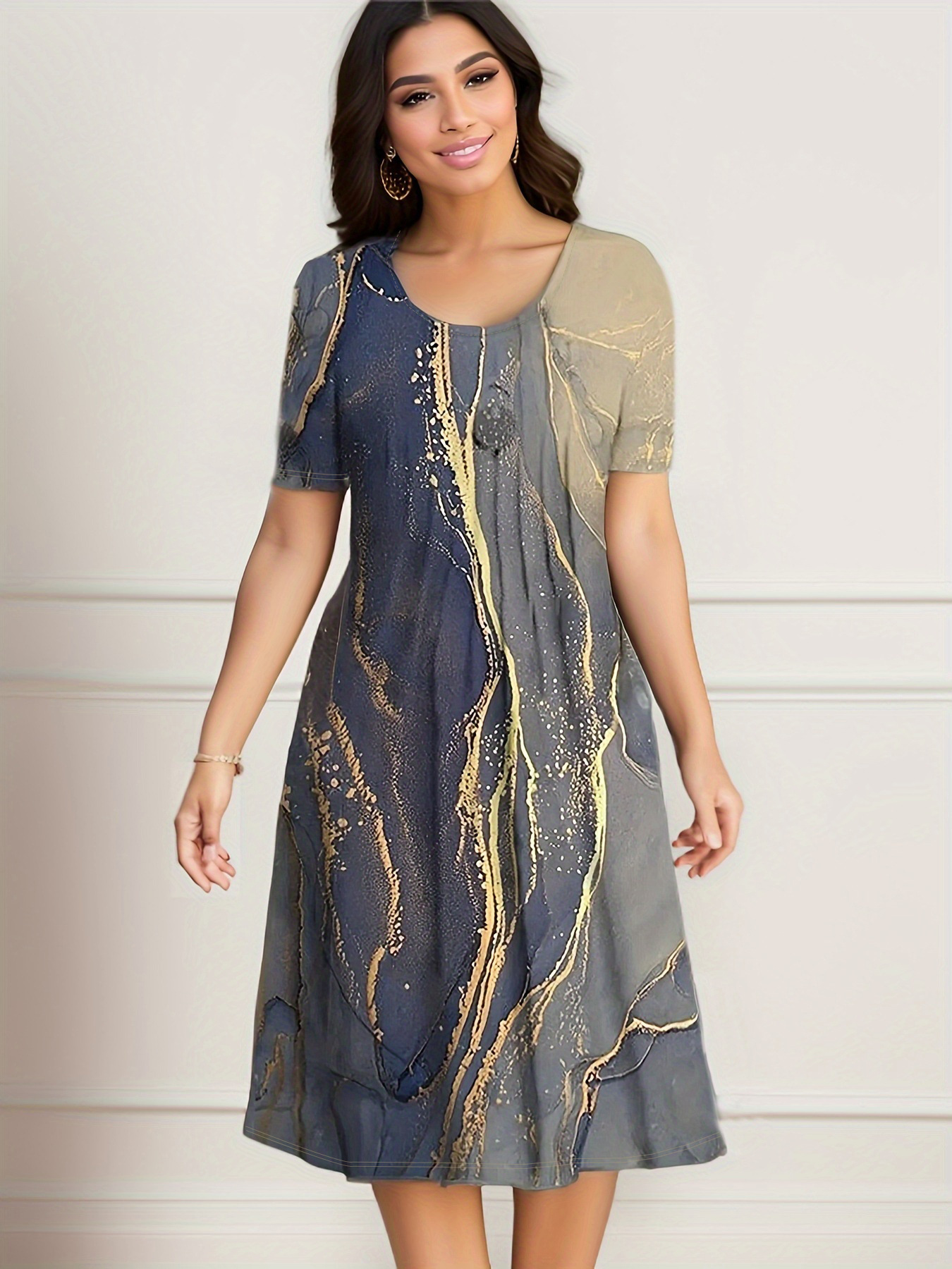 Printed Short Sleeve Dress