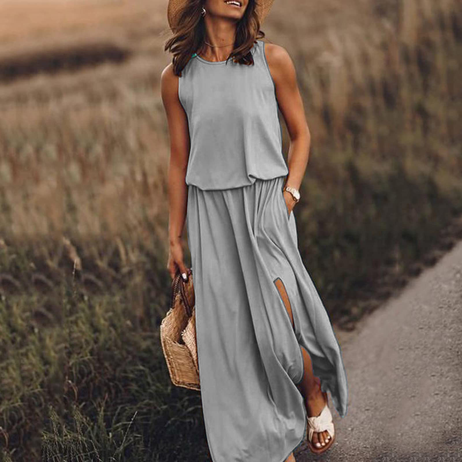 Casual round Neck Sleeveless Dress