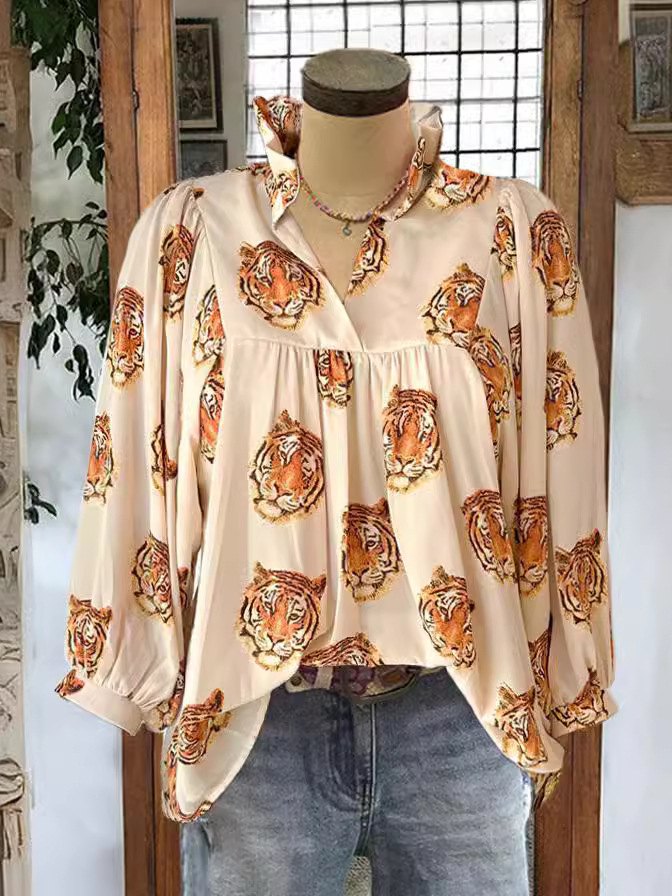 V-neck Puff Sleeve Top