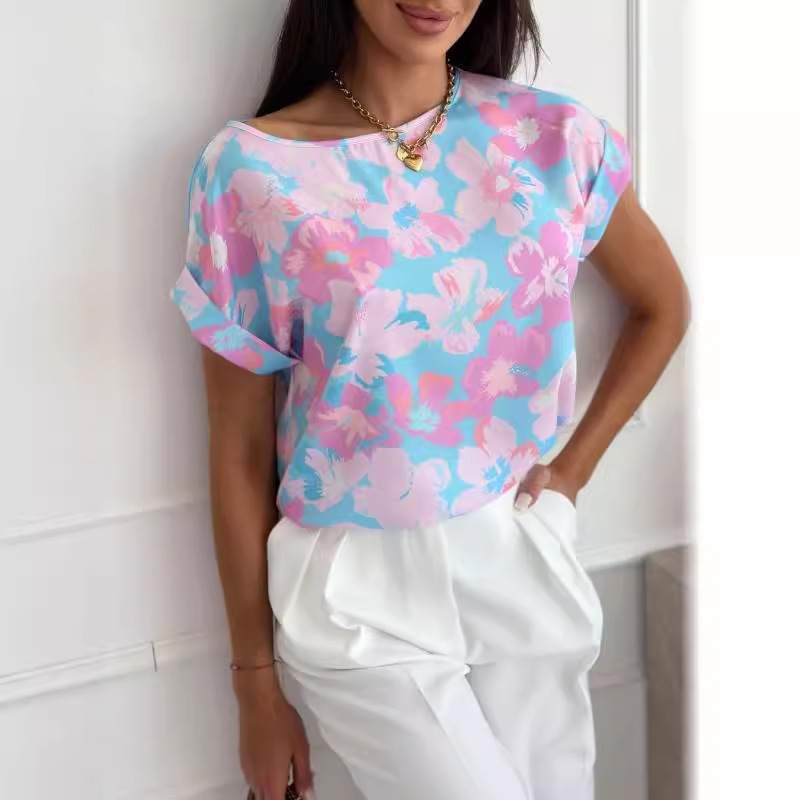 Fashion Print round Neck Loose Shirt Top
