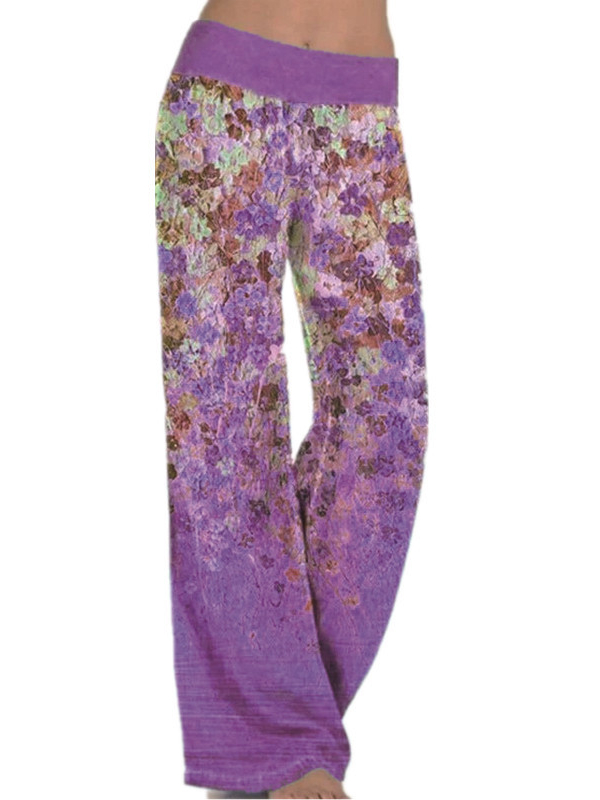 Loose Positioning Printed Yoga Wide Leg Sports Trousers