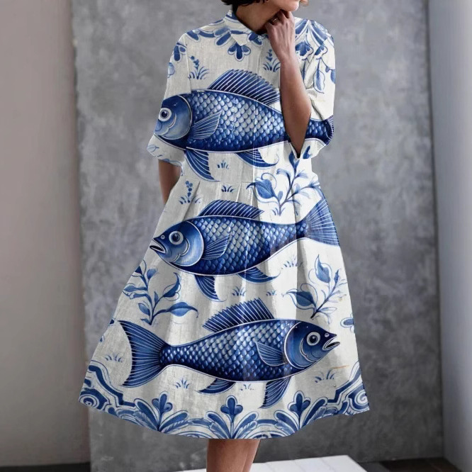 Vacation Style Swing Dress Print Dress