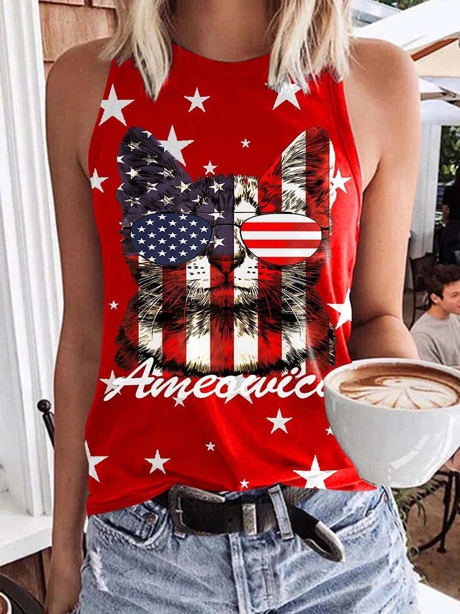 Fruit Printed round Neck Slim Fit Vest