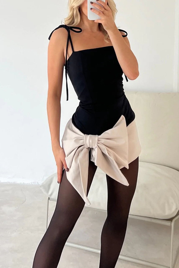 Slim Fit Sexy Bow Dress with Suspenders Party Dress