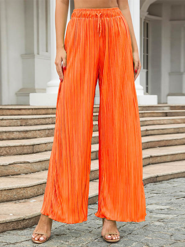 Tied Elastic Waist Loose Pants