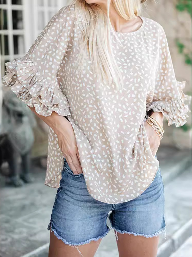 Fashion Polka Dot Printed Short-Sleeved T-shirt