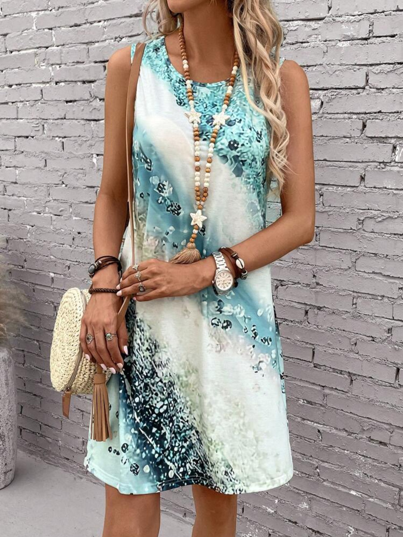 Printed Fashion Sleeveless Skirt Dress