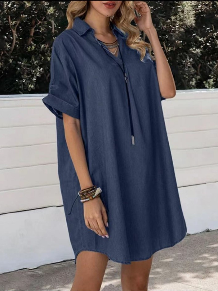 Fashion Casual V-neck Short Sleeve Dress