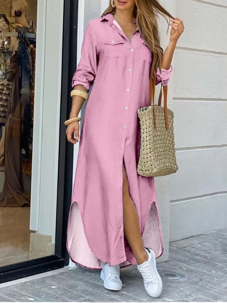 Fashion Sexy Shirt Maxi Dress