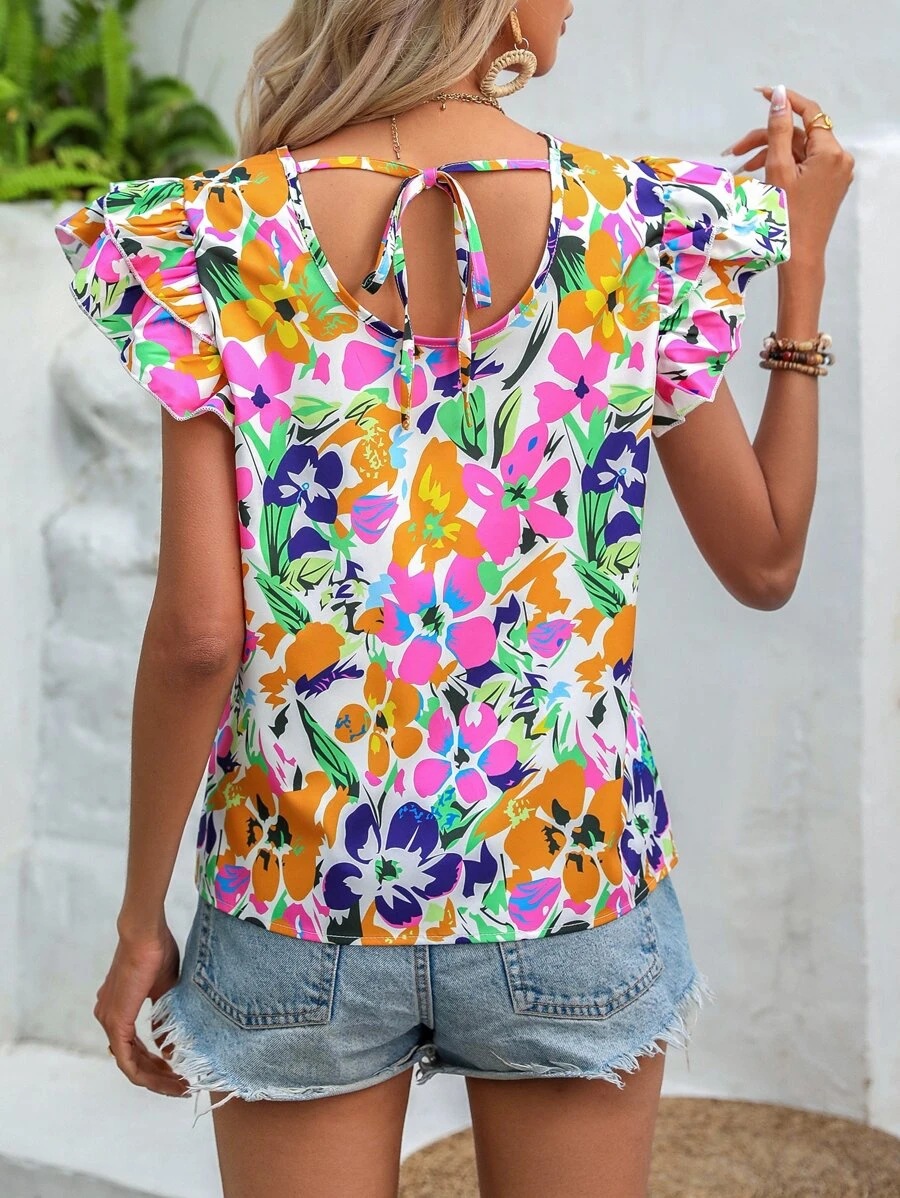 Fashion Floral Print Short Sleeve Shirt
