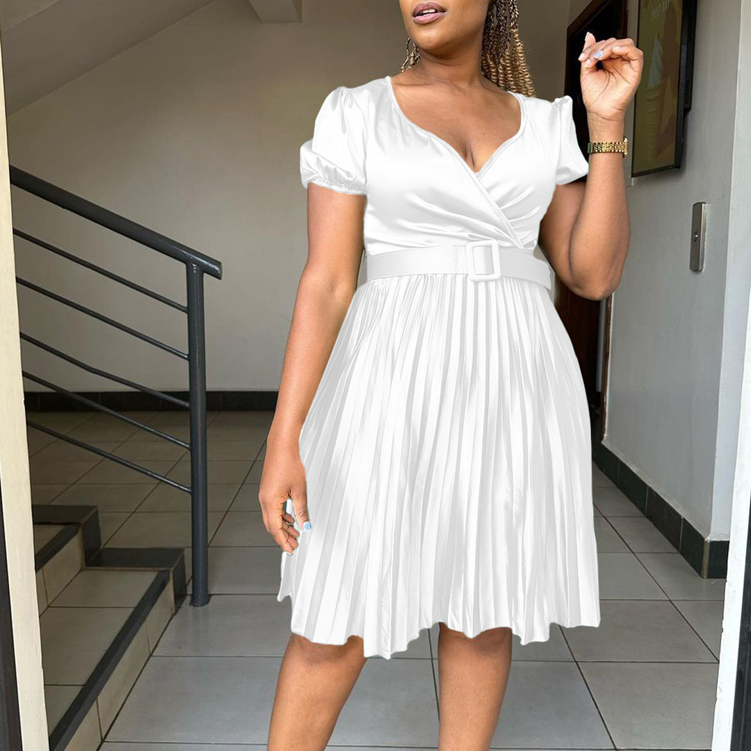 Collar Sexy Pleated plus Size Dress