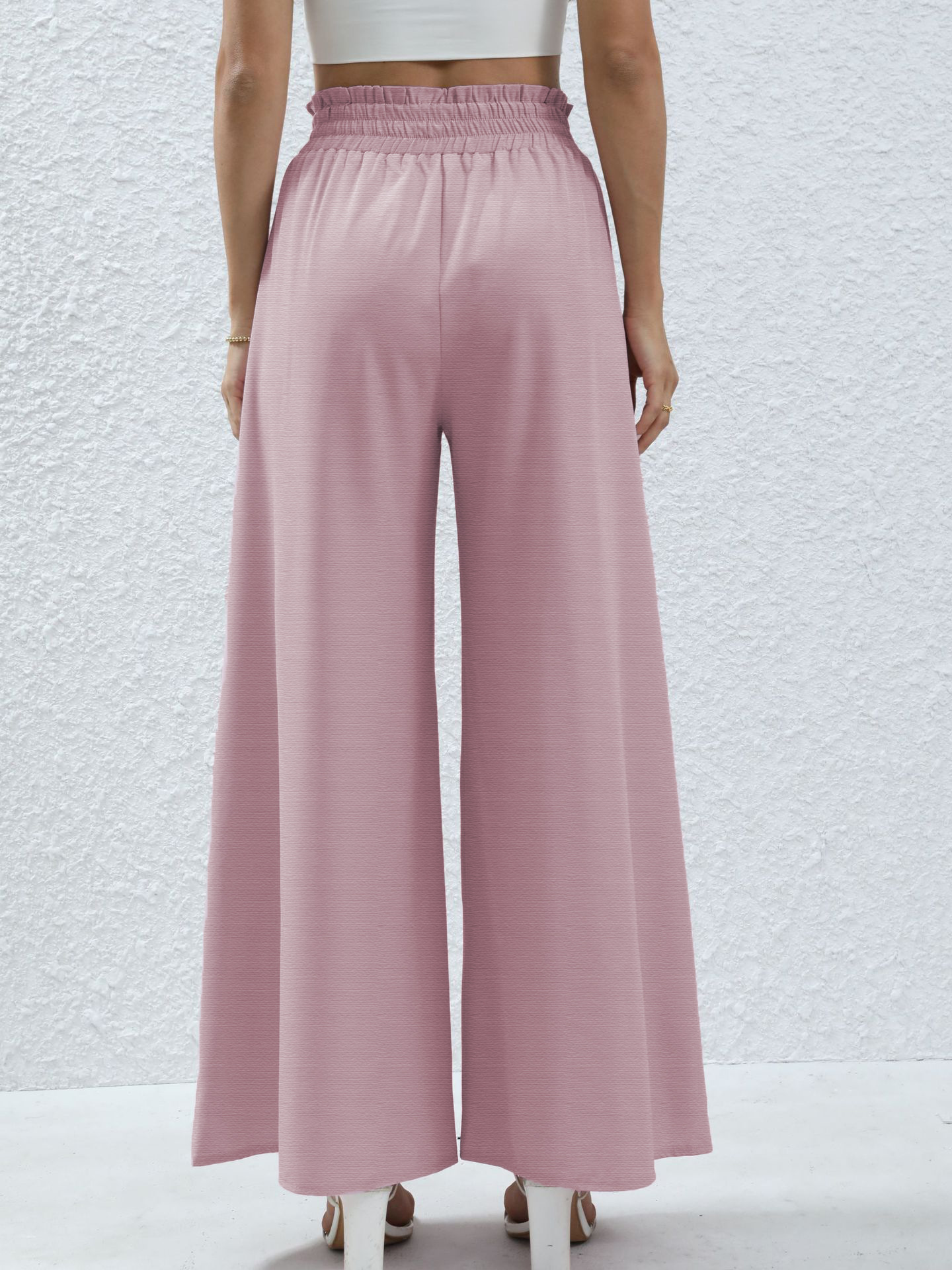 High Waist Casual Pocket Tied Pants