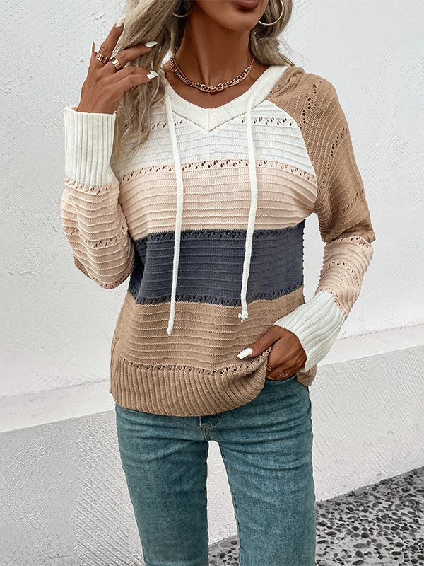 Hooded Colored Pullover Sweater
