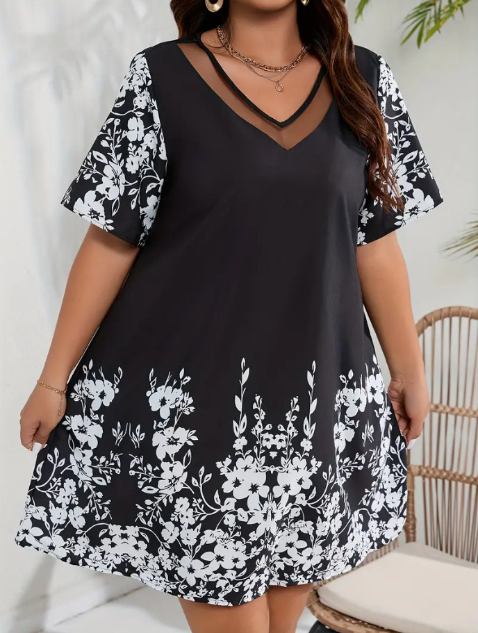 Loose and Comfortable Casual Printed Short Sleeves Dress