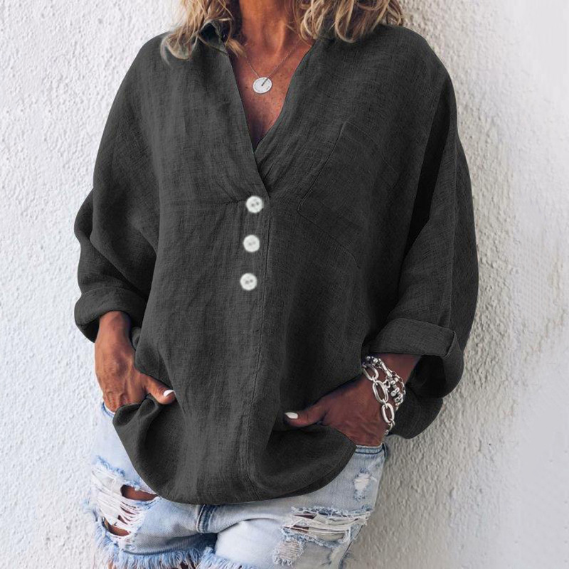 V-neck Long Sleeve Shirt Pullover Shirt