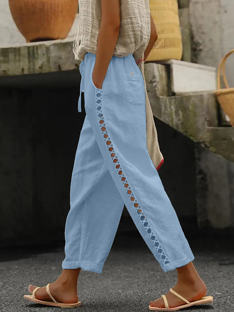 Casual Lace Stitching Trousers