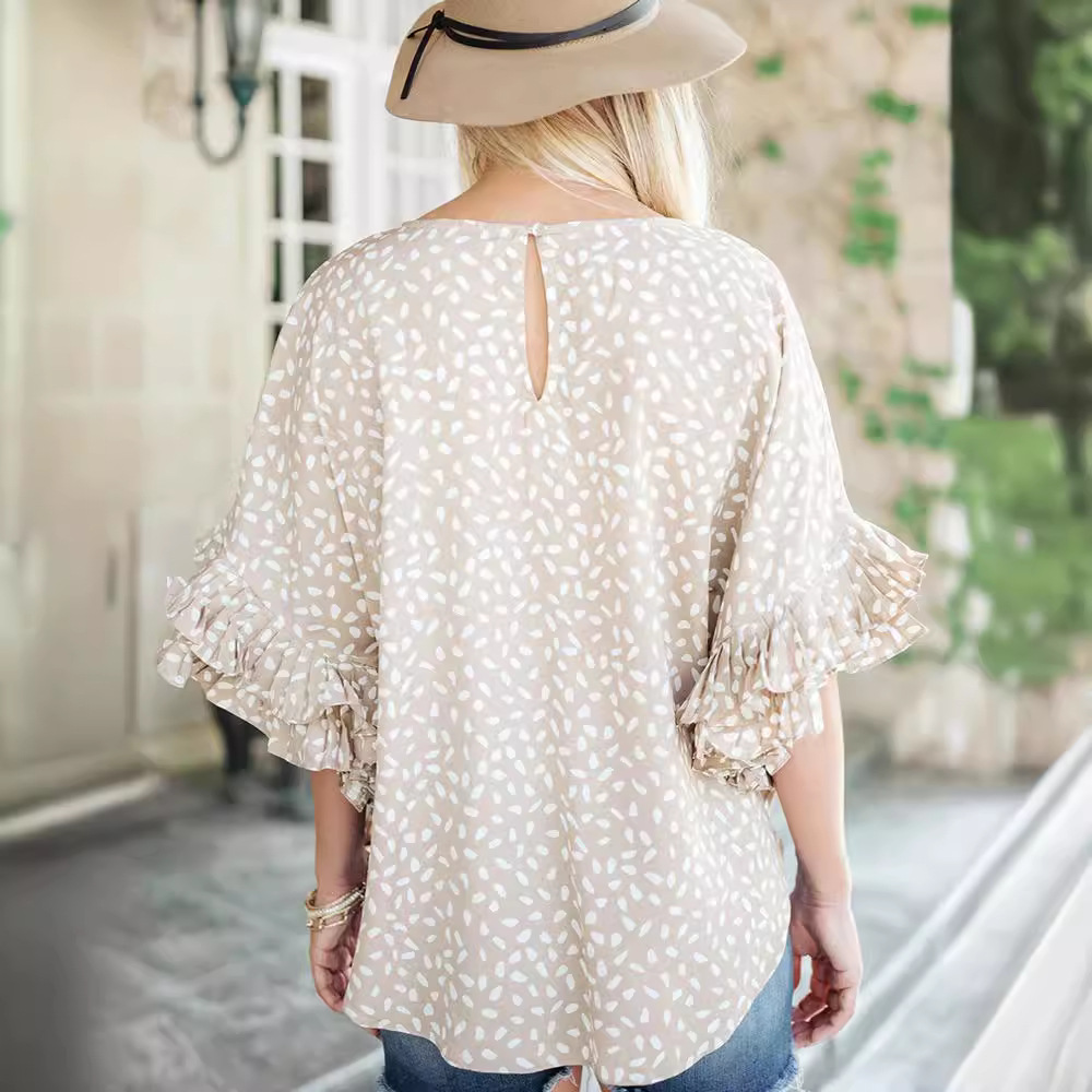 Fashion Polka Dot Printed Short-Sleeved T-shirt