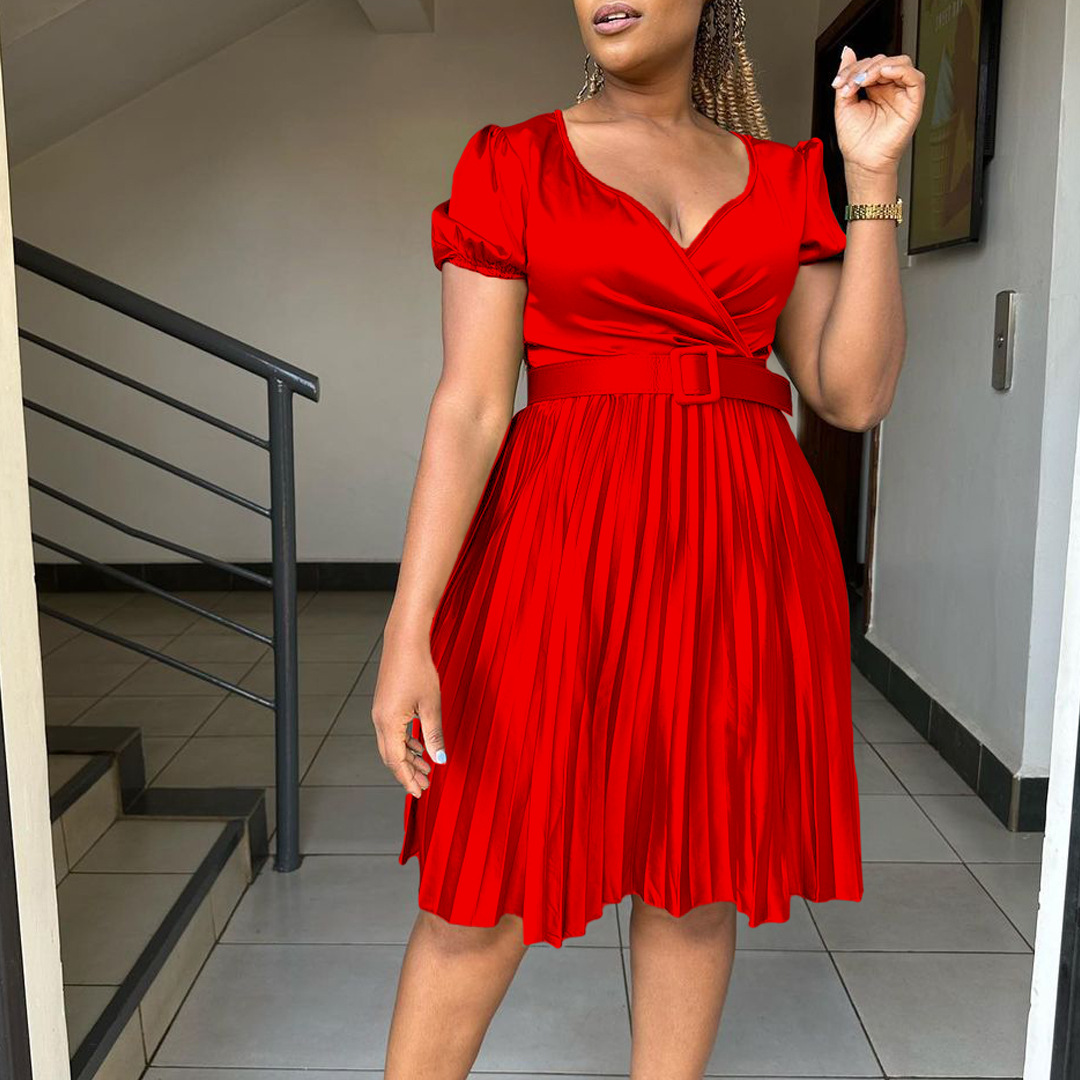 Collar Sexy Pleated plus Size Dress