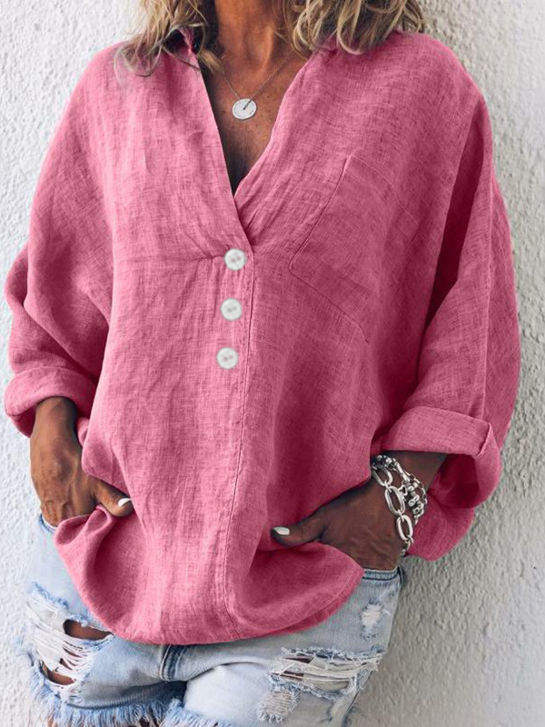 V-neck Long Sleeve Shirt Pullover Shirt