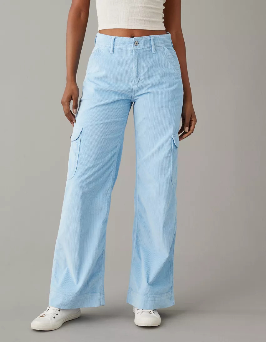 Solid Color Corduroy Loose Straight Trousers