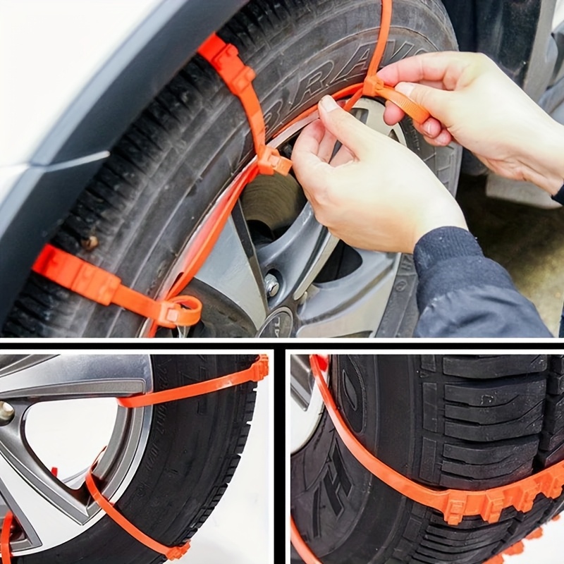 10/20/50-Pack Car Emergency Snow Chains, Winter Driving Anti-Slip, Quick-Install Ice and Snow Chains for Cars, SUVs, and Trucks, Tire Grip Enhancer for Severe Weather Terrain