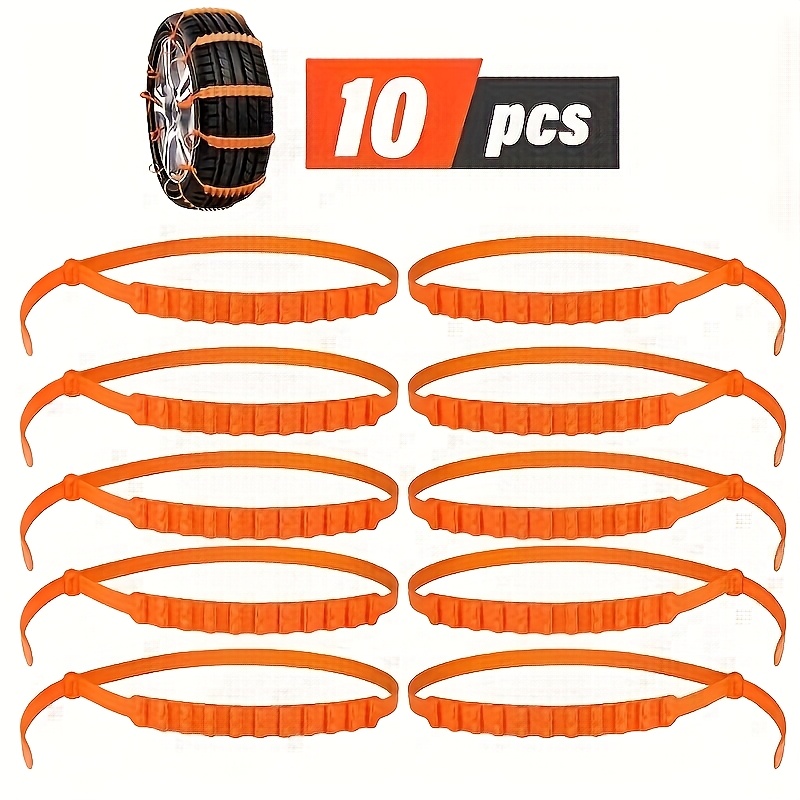 10/20/50-Pack Car Emergency Snow Chains, Winter Driving Anti-Slip, Quick-Install Ice and Snow Chains for Cars, SUVs, and Trucks, Tire Grip Enhancer for Severe Weather Terrain