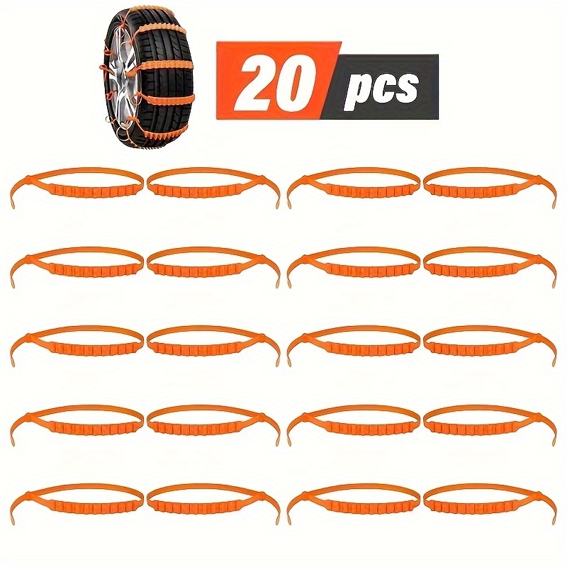 10/20/50-Pack Car Emergency Snow Chains, Winter Driving Anti-Slip, Quick-Install Ice and Snow Chains for Cars, SUVs, and Trucks, Tire Grip Enhancer for Severe Weather Terrain