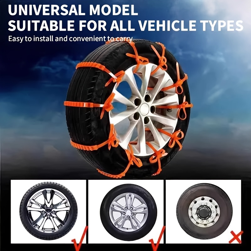 10/20/50-Pack Car Emergency Snow Chains, Winter Driving Anti-Slip, Quick-Install Ice and Snow Chains for Cars, SUVs, and Trucks, Tire Grip Enhancer for Severe Weather Terrain