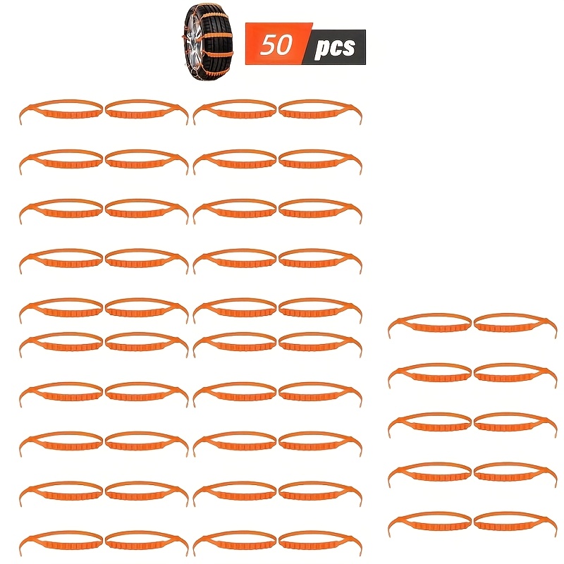 10/20/50-Pack Car Emergency Snow Chains, Winter Driving Anti-Slip, Quick-Install Ice and Snow Chains for Cars, SUVs, and Trucks, Tire Grip Enhancer for Severe Weather Terrain