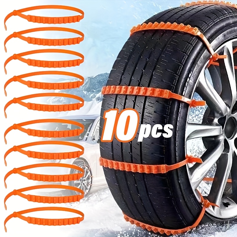 10/20/50-Pack Car Emergency Snow Chains, Winter Driving Anti-Slip, Quick-Install Ice and Snow Chains for Cars, SUVs, and Trucks, Tire Grip Enhancer for Severe Weather Terrain