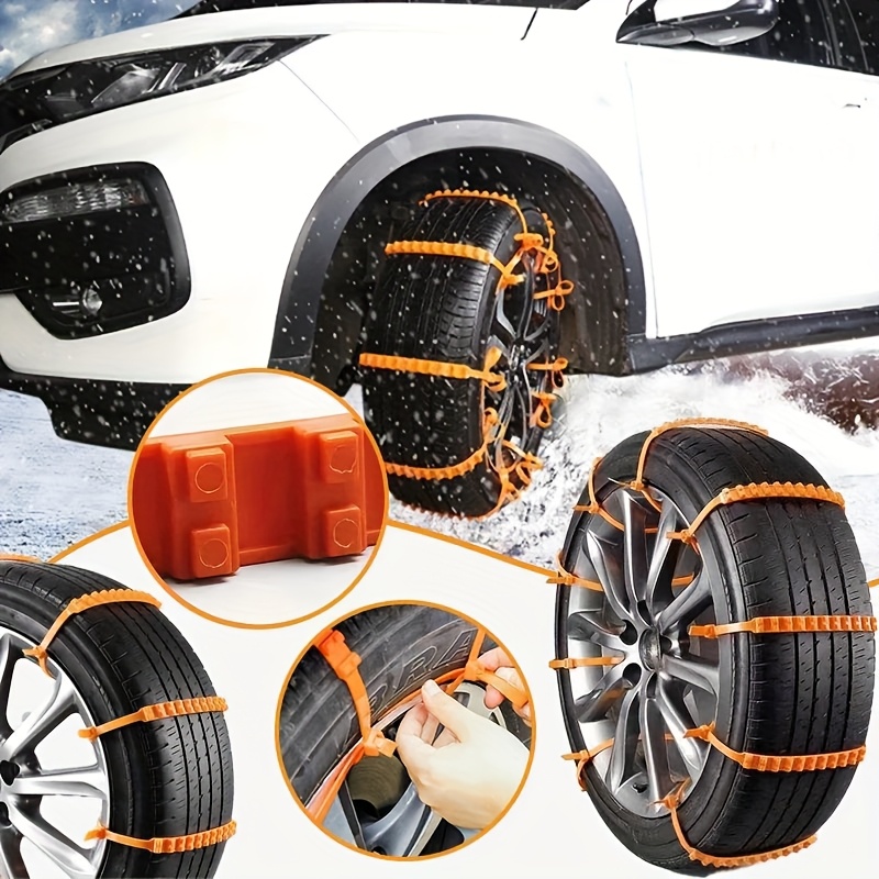 10/20/50-Pack Car Emergency Snow Chains, Winter Driving Anti-Slip, Quick-Install Ice and Snow Chains for Cars, SUVs, and Trucks, Tire Grip Enhancer for Severe Weather Terrain