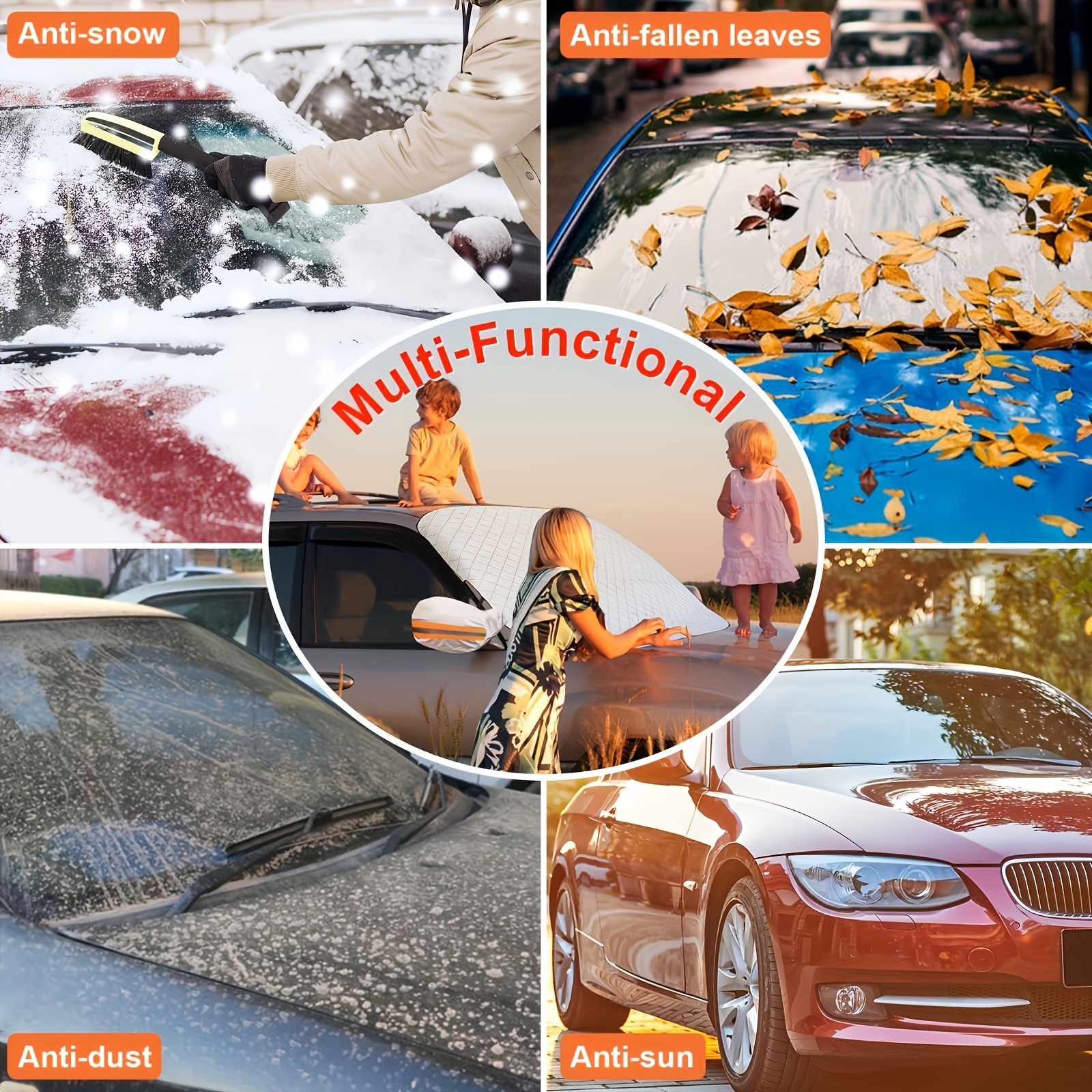 Multi-Functional PE Material Magnetic Windshield Snow Cover with Mirror Protectors for Cars, SUVs, MPVs, and Trucks