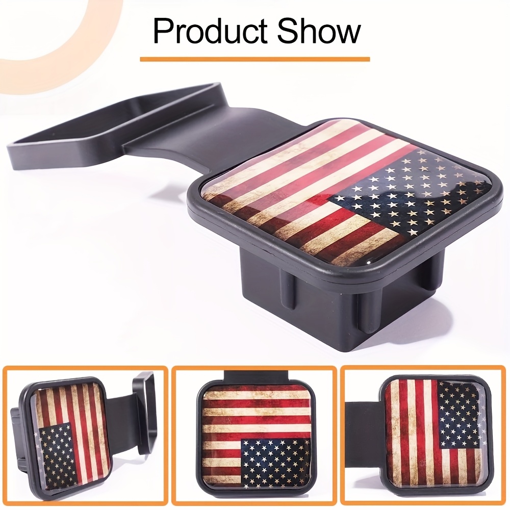 Trailer Hook Cover Tube with American Flag, Suitable for TOYOTA for Ford for JEEP for NISSAN for DODGE for Lamborghini for Mercedes-Benz RV SUV ATV UTV Rubber Receiving Tube Hook Plug Cap