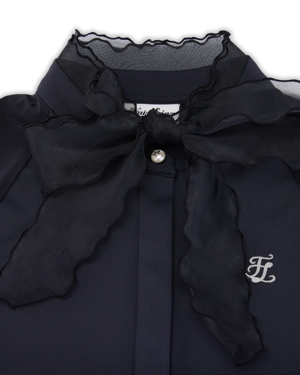 Organza Ribbon Long Sleeve Cooling T Shirt (Black)