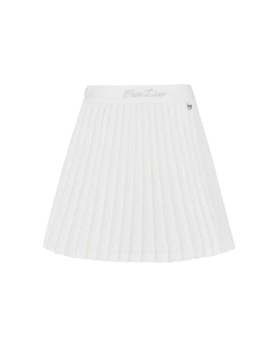 Magic Rib String Pleated Skirt (Ivory)