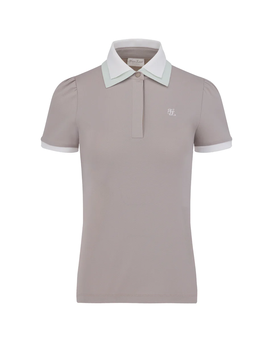 Double Color Collar T Shirt (Beige)