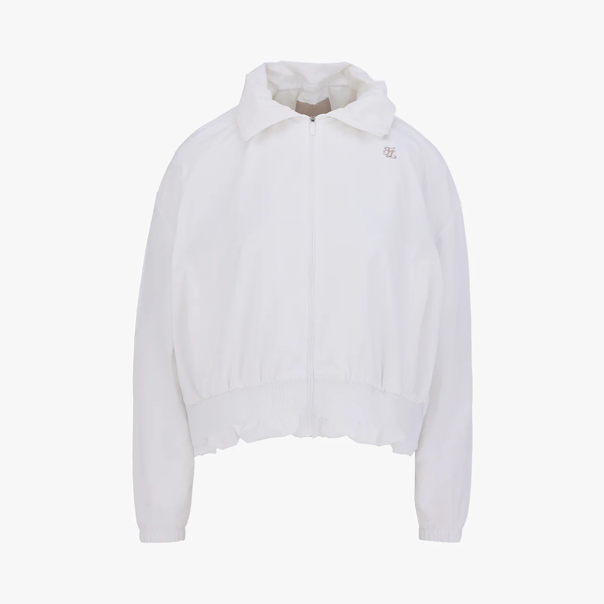 Ruffled Hem Zipup Jumper (White)