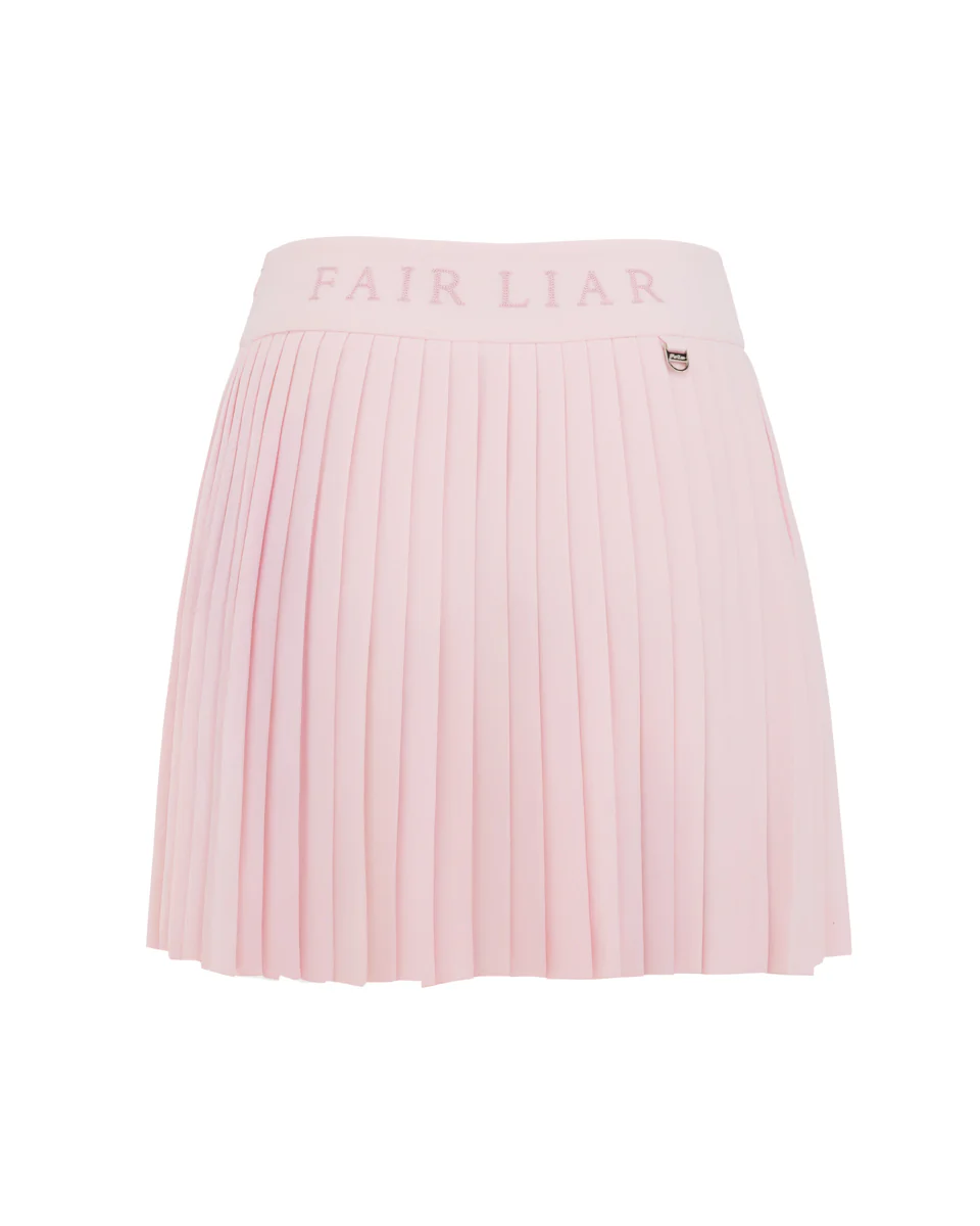 Pique pleated skirt (Pink)