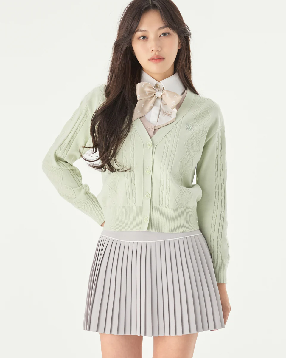 [FL Signature] Fair Liar Silk Twisted Flare Pleated Skirt (Grey)