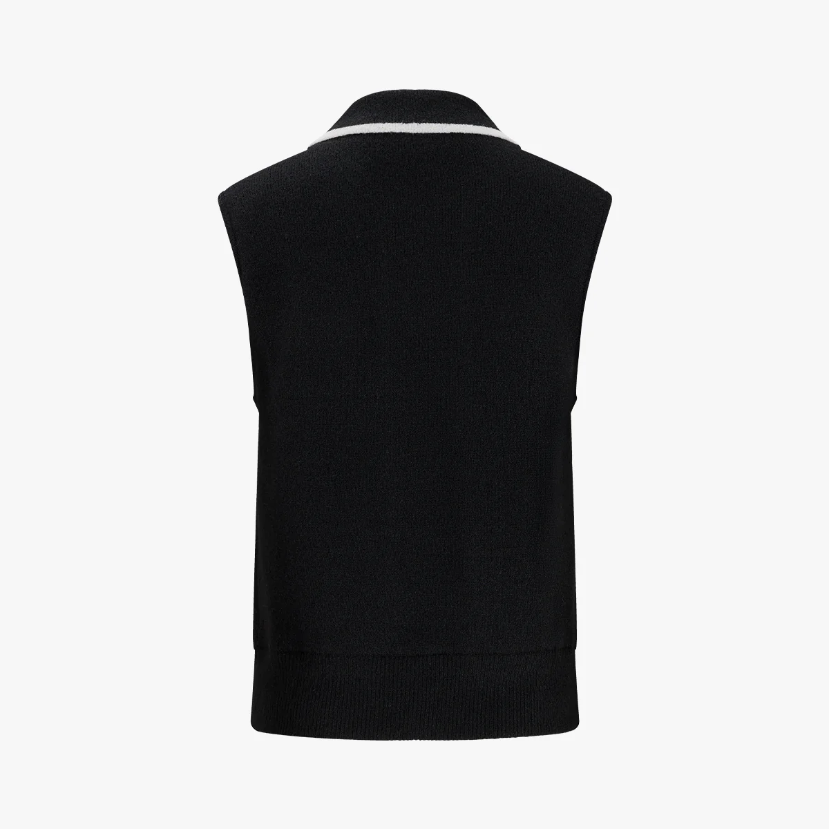 Double Button Windproof Knit Vest (Black)
