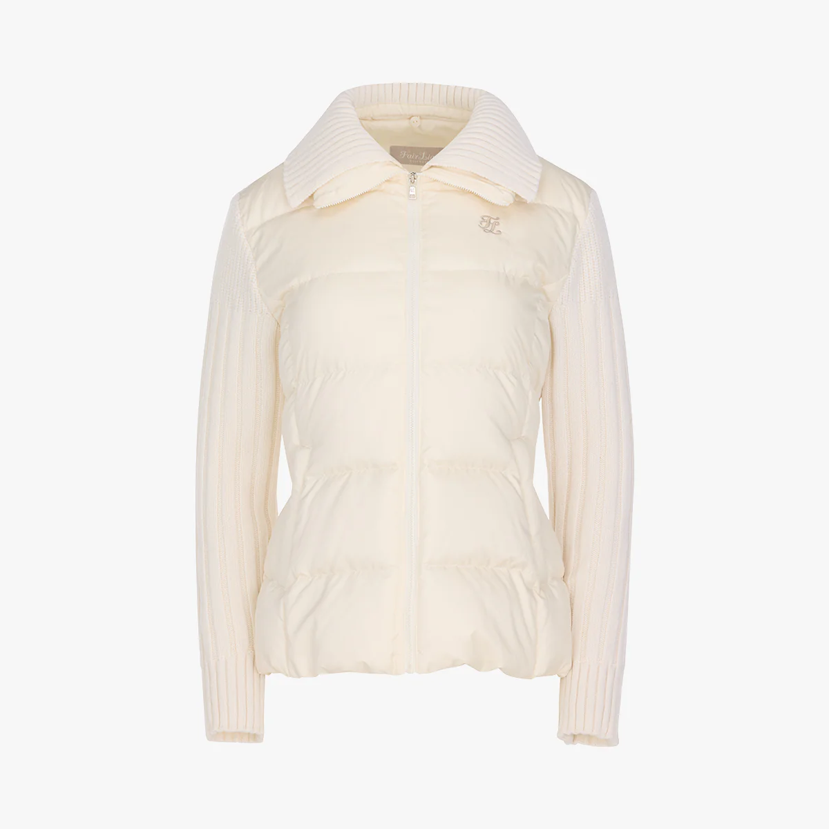 Knit Collar Down Jumper (Cream)