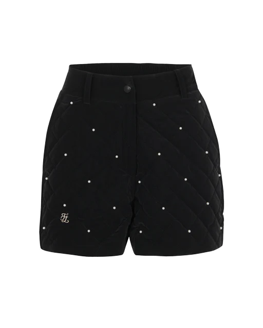 Pearl quilted short pants (Black)