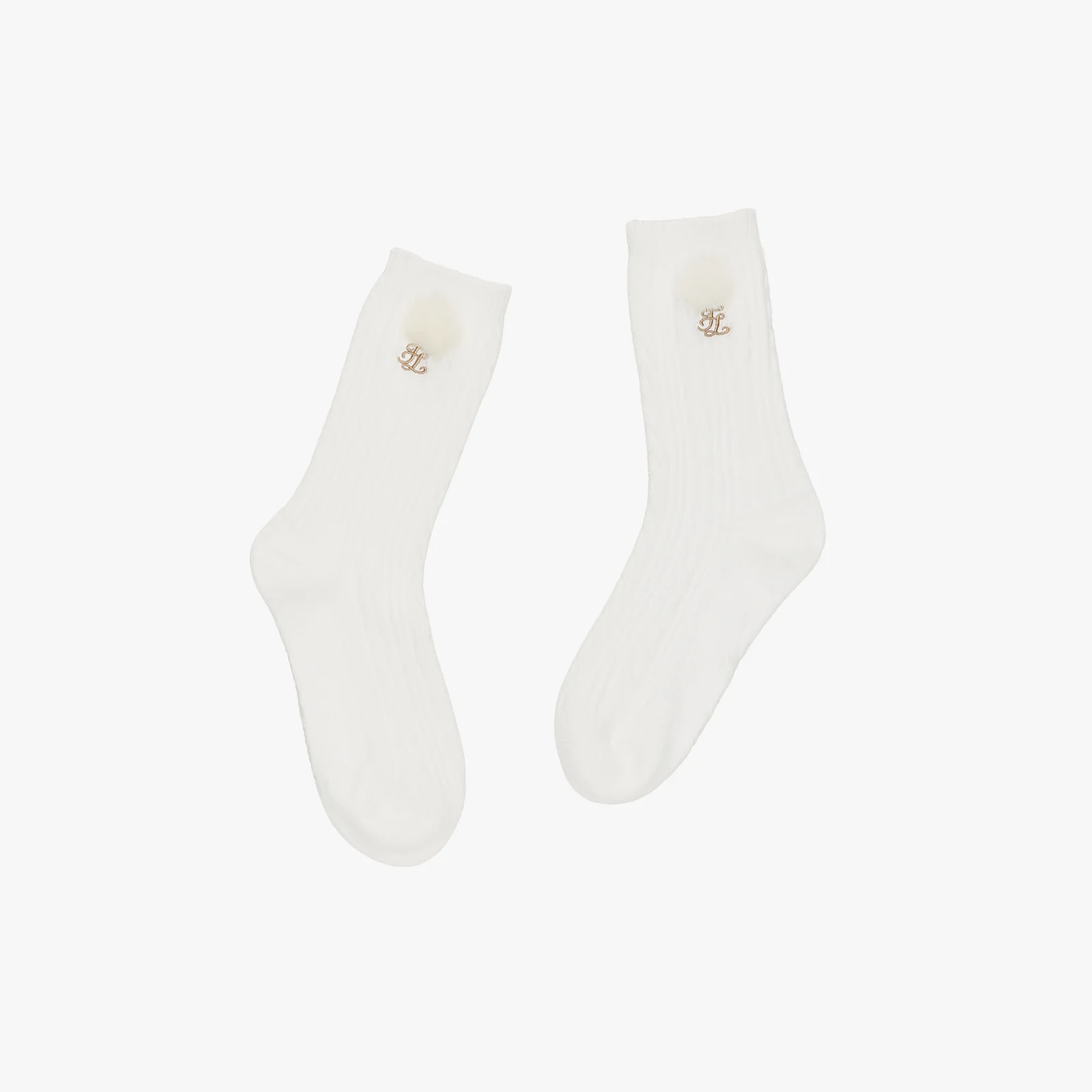 Fur ball Ankle-socks (Ivory)