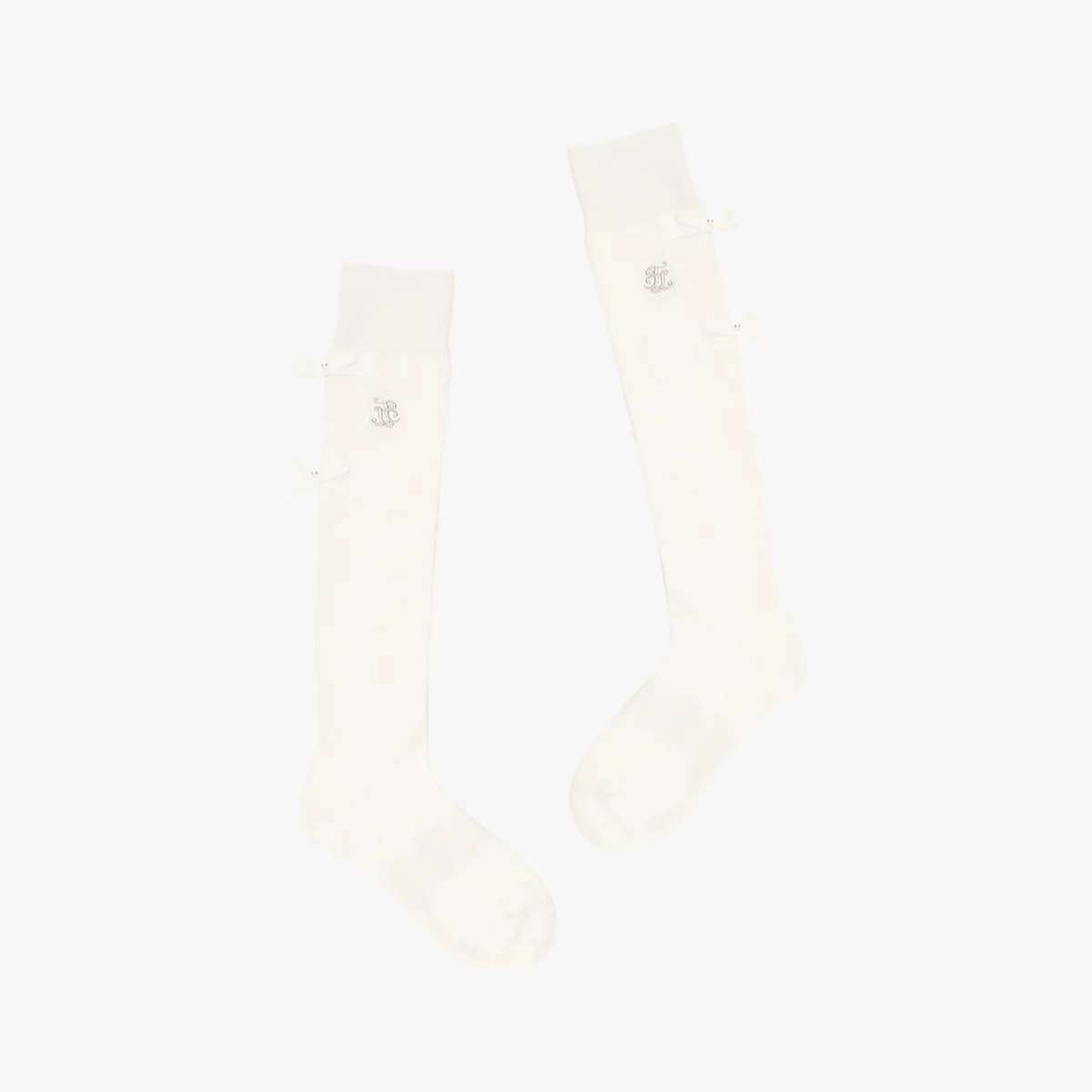 Velvet Ribbon Knee-socks (Ivory)
